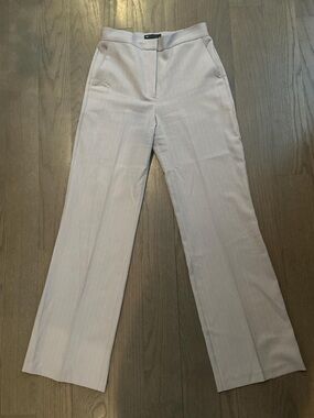 Straight leg slight kick flare pinstripe trousers